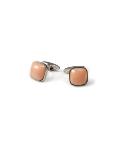Gemelos Oro Blanco Y Coral