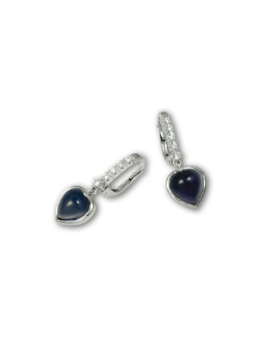 Pendientes Oro Blanco, Iolita Y Diamantes