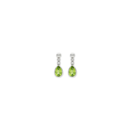 Pendientes Oro Blanco, Peridoto Y Diamantes. Género: Mujer. Material: Oro blanco. Piedras: Diamantes,Peridoto