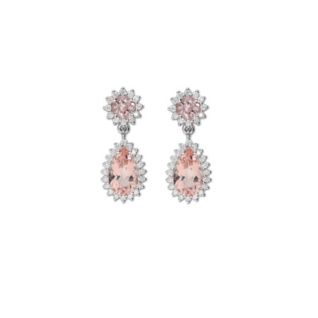 Pendientes Oro Blanco, Morganitas Y Diamantes. Género: Mujer. Material: Oro blanco. Piedras: Diamantes,Morganitas