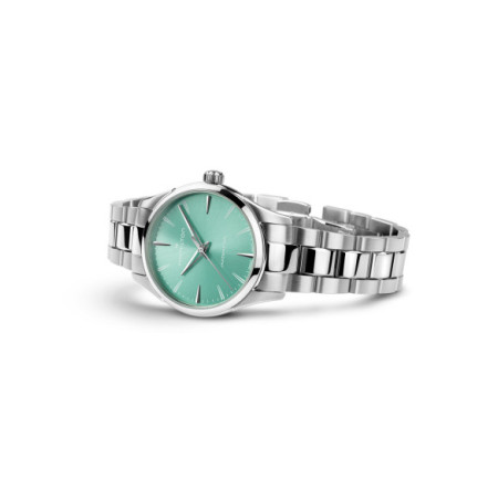 Reloj Hamilton Jazzmaster Quartz 32MM H32301161. Género: Mujer. Material: Acero. Tamaño: Menos de 32mm. Correa: Acero. Color esfera: Azul. Estilo: Cocktail. Movimiento: Cuarzo. Características técnicas: Hora y segundero