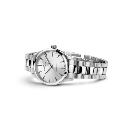 Reloj Hamilton Jazzmaster Quartz 32MM H32301181. Género: Mujer. Material: Acero. Tamaño: Menos de 32mm. Correa: Acero. Color esfera: Plata. Estilo: Cocktail. Movimiento: Cuarzo. Características técnicas: Hora y segundero