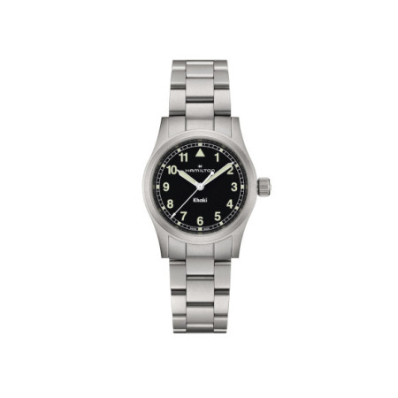 Reloj Hamilton Khaki Field Quartz 33MM H69301130. Género: Mujer,Hombre. Material: Acero. Tamaño: De 32mm a 38mm. Correa: Acero. Color esfera: Negro. Estilo: Casual. Movimiento: Cuarzo. Características técnicas: Hora y segundero