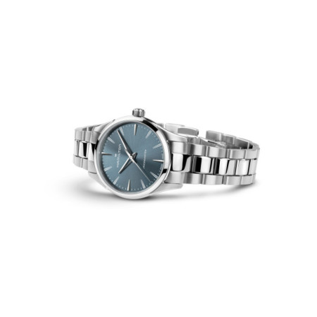 Reloj Hamilton Jazzmaster Quartz 32MM H32301141. Género: Mujer. Material: Acero. Tamaño: Menos de 32mm. Correa: Acero. Color esfera: Azul. Estilo: Cocktail. Movimiento: Cuarzo. Características técnicas: Hora y segundero