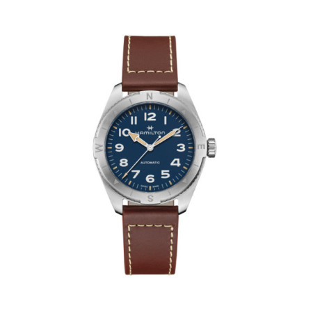 Reloj Hamilton Khaki Field Expedition Auto H70315540. Género: Hombre. Material: Acero. Tamaño: De 39mm a 42mm. Correa: Piel. Color esfera: Azul. Estilo: Deportivo. Movimiento: Automático. Características técnicas: Reserva de marcha,Hora y segundero