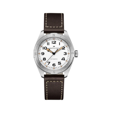 Reloj Hamilton Khaki Field Expedition Auto H70315510. Género: Hombre. Material: Acero. Tamaño: De 39mm a 42mm. Correa: Piel. Color esfera: Blanco. Estilo: Deportivo. Movimiento: Automático. Características técnicas: Hora y segundero,Reserva de marcha