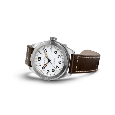 Reloj Hamilton Khaki Field Expedition Auto H70315510. Género: Hombre. Material: Acero. Tamaño: De 39mm a 42mm. Correa: Piel. Color esfera: Blanco. Estilo: Deportivo. Movimiento: Automático. Características técnicas: Hora y segundero,Reserva de marcha