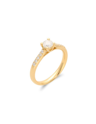 Anillo Oro Amarillo Y Diamantes
