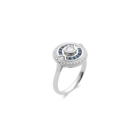 Anillo Oro Blanco, Zafiros Y Diamantes. Género: Mujer. Material: Oro blanco. Piedras: Diamantes,Zafiros