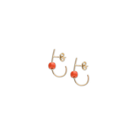 Pendientes Oro Amarillo Y Coral. Género: Mujer. Material: Oro amarillo. Piedras: Coral