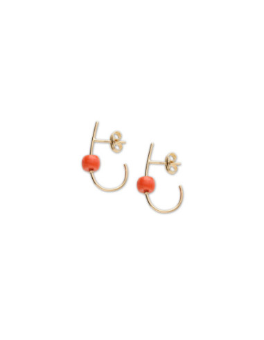 Pendientes Oro Amarillo Y Coral