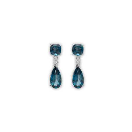 Pendientes Oro Blanco, Topacios Y Diamantes. Género: Mujer. Material: Oro blanco. Piedras: Topacio azul,Diamantes