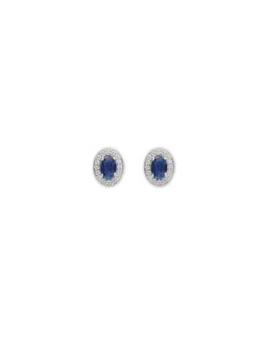 Pendientes Oro Blanco, Zafiro Y Diamantes