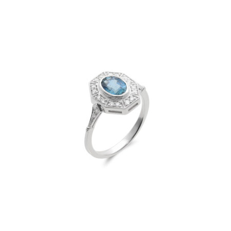 Anillo Oro Blanco, Zafiro Y Diamantes. Género: Mujer. Material: Oro blanco. Piedras: Diamantes,Zafiros