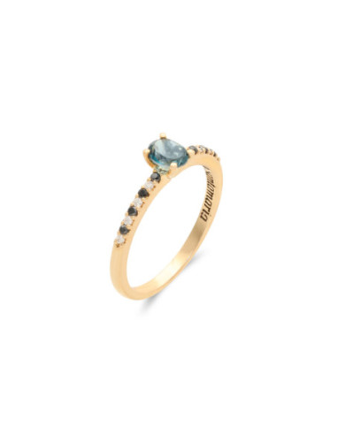 Anillo Oro Amarillo, Topacio Y Diamantes