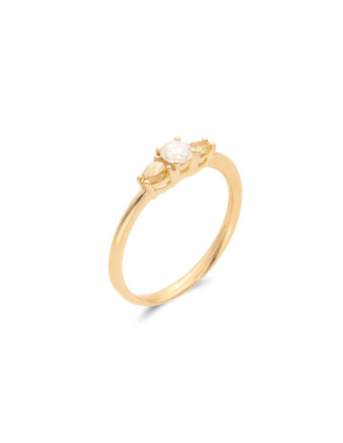 Anillo Oro Amarillo Y Diamantes