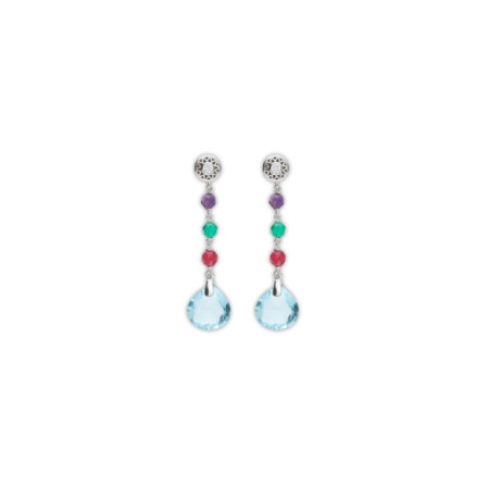 Pendientes Plata, Circonita Y Piedras de Color. Género: Mujer. Material: Plata. Piedras: Amatistas,Circonitas,Topacio azul,Otras gemas