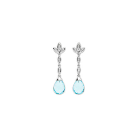 Pendientes Plata, Circonitas Y Topacio. Género: Mujer. Material: Plata. Piedras: Topacio azul,Circonitas