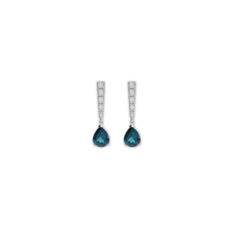 Pendientes Oro Blanco, Diamantes Y Topacio. Género: Mujer. Material: Oro blanco. Piedras: Diamantes,Topacio azul