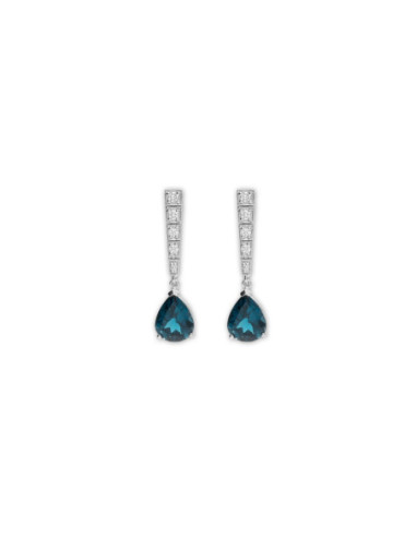 Pendientes Oro Blanco, Diamantes Y Topacio