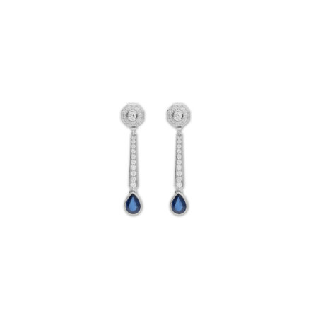 Pendientes Oro Blanco, Zafiro Y Diamantes. Género: Mujer. Material: Oro blanco. Piedras: Diamantes,Zafiros