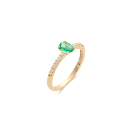 Anillo Oro Amarillo, Esmeralda Y Diamantes. Género: Mujer. Material: Oro amarillo. Piedras: Diamantes,Esmeraldas