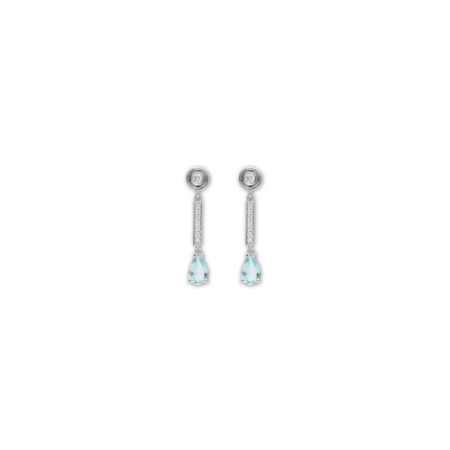Pendientes Oro Blanco, Aguamarina Y Diamantes. Género: Mujer. Material: Oro blanco. Piedras: Diamantes,Aguamarinas