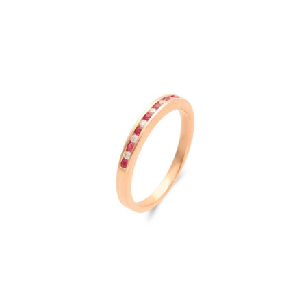 Anillo Oro Rosa, Rubíes Y Diamantes. Género: Mujer. Material: Oro rosa. Piedras: Diamantes,Rubies