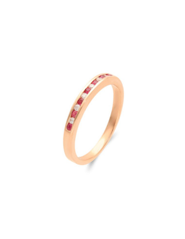 Anillo Oro Rosa, Rubíes Y Diamantes