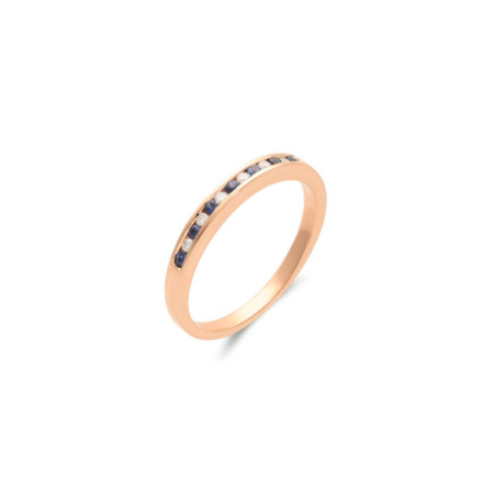 Anillo Oro Rosa, Zafiros Y Diamantes. Género: Mujer. Material: Oro rosa. Piedras: Diamantes,Zafiros