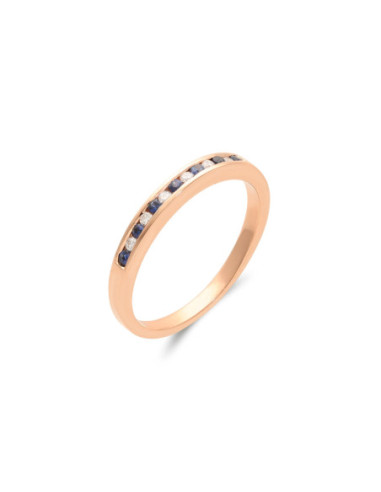Anillo Oro Rosa, Zafiros Y Diamantes