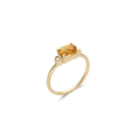 Anillo Oro Amarillo, Citrino Y Diamantes. Género: Mujer. Material: Oro amarillo. Piedras: Diamantes,Citrino