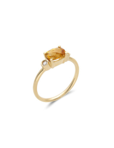 Anillo Oro Amarillo, Citrino Y Diamantes