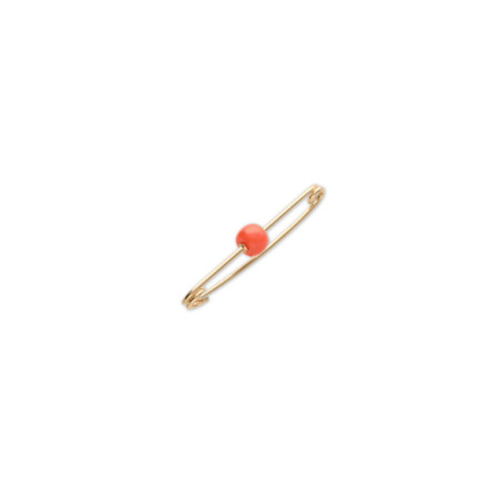 Alfiler Oro Amarillo Y Coral. Género: Mujer,Niña,Niño. Material: Oro amarillo. Piedras: Coral