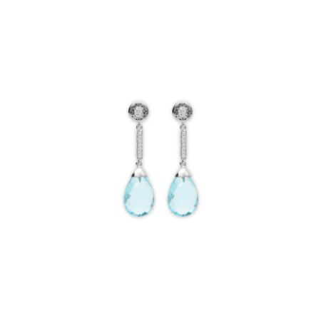 Pendientes Plata, Circonitas Y Topacio. Género: Mujer. Material: Plata. Piedras: Topacio azul,Circonitas