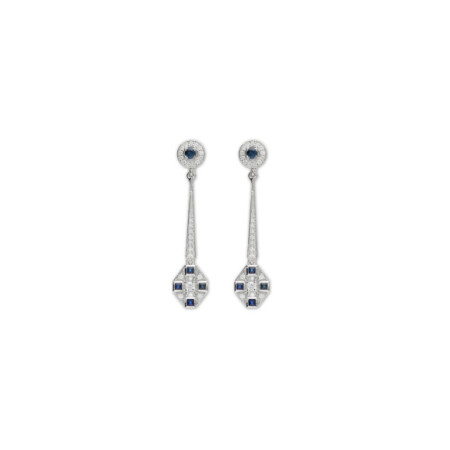 Pendientes Oro Blanco, Zafiros Y Diamantes. Género: Mujer. Material: Oro blanco. Piedras: Diamantes,Zafiros