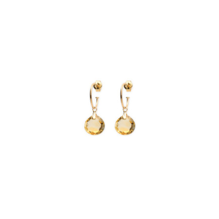 Argollas Oro Amarillo Y Citrino. Género: Mujer. Material: Oro amarillo. Piedras: Citrino
