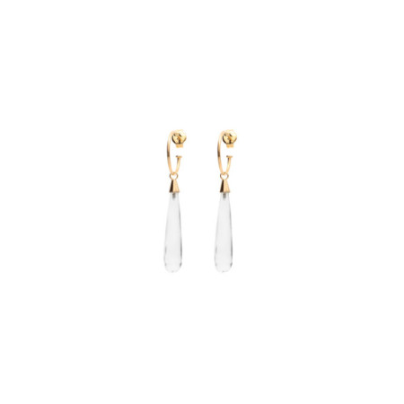 Argollas Oro Amarillo Y Cristal De Roca. Género: Mujer. Material: Oro amarillo. Piedras: Otras gemas