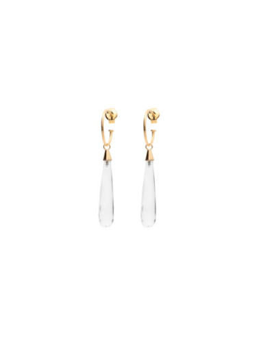 Argollas Oro Amarillo Y Cristal De Roca