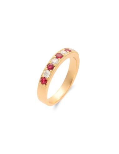 Anillo Oro Amarillo, Rubíes Y Diamantes