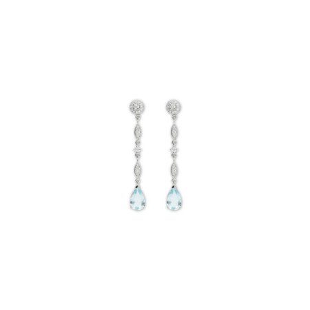Pendientes Oro Blanco, Aguamarina Y Diamantes. Género: Mujer. Material: Oro blanco. Piedras: Diamantes,Aguamarinas