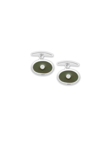 Gemelos Plata, Circonita Y Esmalte Verde
