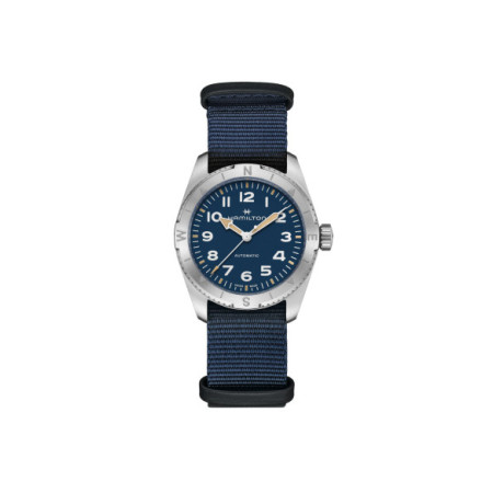 Reloj Khaki Field Expedition Auto H70225940. Género: Hombre. Material: Acero. Tamaño: De 32mm a 38mm. Correa: Nato. Color esfera: Azul. Estilo: Deportivo. Movimiento: Automático. Características técnicas: Hora y segundero,Reserva de marcha