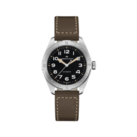 Reloj Khaki Field Expedition Auto H70315830. Género: Hombre. Material: Acero. Tamaño: De 39mm a 42mm. Correa: Piel. Color esfera: Negro. Estilo: Casual. Movimiento: Automático. Características técnicas: Hora y segundero,Reserva de marcha