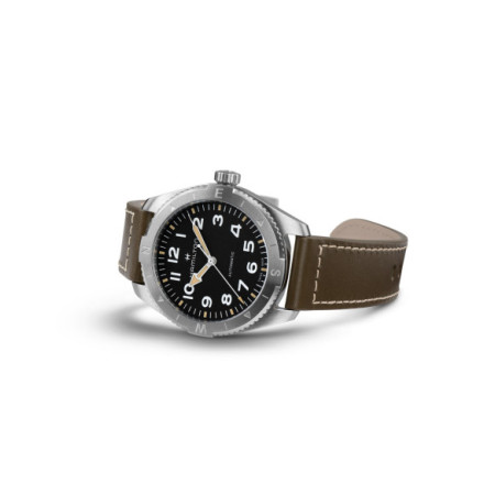 Reloj Khaki Field Expedition Auto H70315830. Género: Hombre. Material: Acero. Tamaño: De 39mm a 42mm. Correa: Piel. Color esfera: Negro. Estilo: Casual. Movimiento: Automático. Características técnicas: Hora y segundero,Reserva de marcha