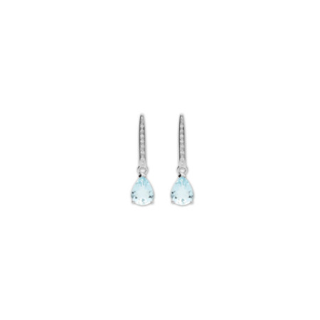 Pendientes Oro Blanco, Aguamarina Y Diamantes. Género: Mujer. Material: Oro blanco. Piedras: Diamantes,Aguamarinas