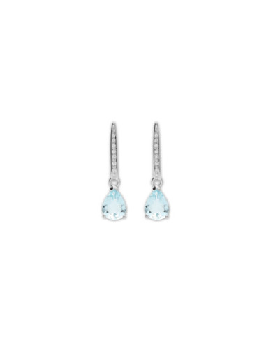 Pendientes Oro Blanco, Aguamarina Y Diamantes