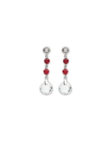 Pendientes Plata, Circonita, Jade Y Cristal De Roca
