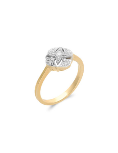Anillo Oro Blanco-Amarillo Y Diamantes