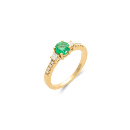 Anillo Oro Amarillo, Esmeralda Y Diamantes. Género: Mujer. Material: Oro amarillo. Piedras: Diamantes,Esmeraldas